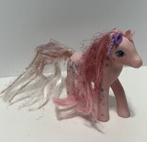 Vintage My Little Pony G1 Glitter Sweetheart Sister Pony Sunblossom Pink Earring